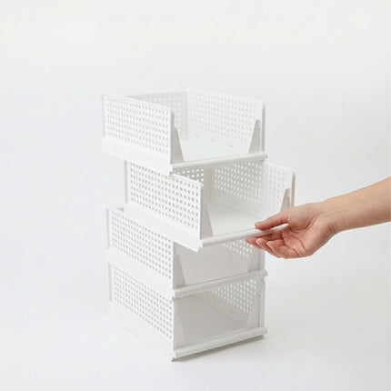 Wardrobe Organiser Set, 5 Stackable White Boxes