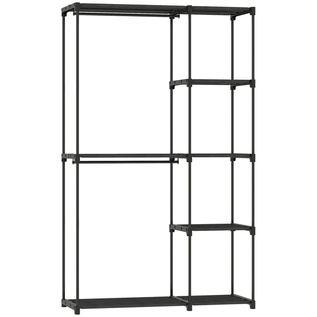 Wardrobe with Hanging Rail and Shelves, 111x43x185 cm, Black