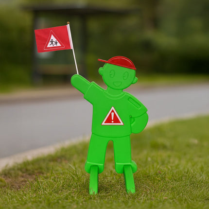 Warning Figure for Kids with Red Flag