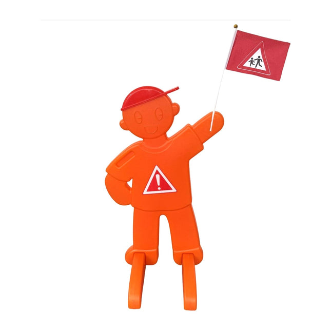 Warning Figure for Kids with Red Flag