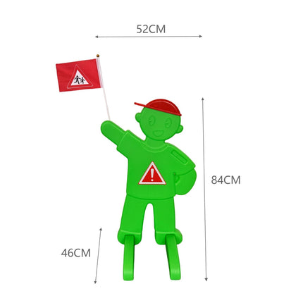 Warning Figure for Kids with Red Flag