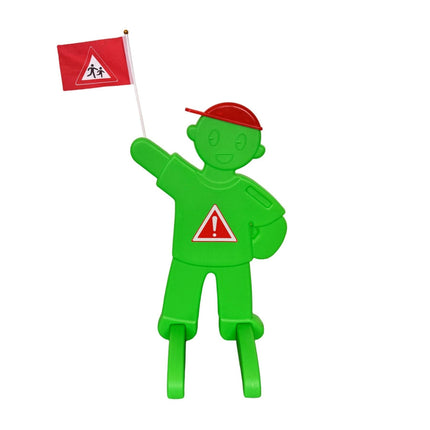Warning Figure for Kids with Red Flag
