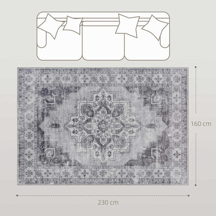 Washable Non-Slip Flannel Rug, 230x160cm, Gray