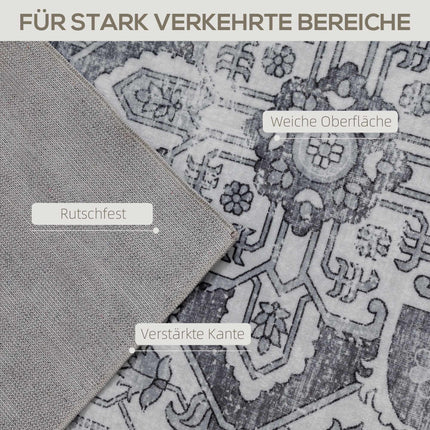 Washable Non-Slip Flannel Rug, 230x160cm, Gray