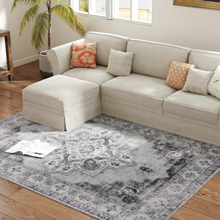 Washable Non-Slip Flannel Rug, 230x160cm, Gray