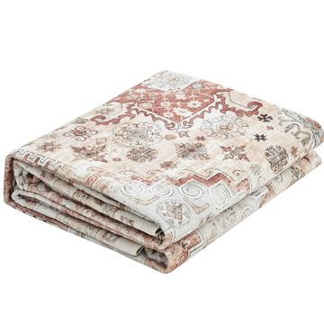 Washable Vintage Area Rug 9x12 Ft, Non-Slip, Brown Red