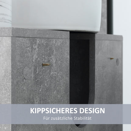 Gray & white bathroom cabinet, adjustable shelves