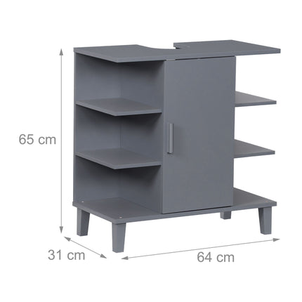 Washbasin Cabinet with Door & 6 Open Shelves