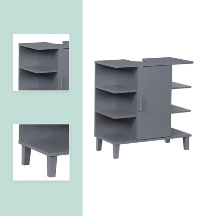 Washbasin Cabinet with Door & 6 Open Shelves