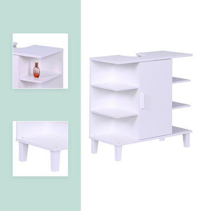 Washbasin Cabinet with Door & 6 Open Shelves, MDF