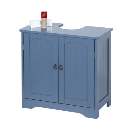 Washbasin Cabinet with Shelf – White MDF, Siphon Cut-Out