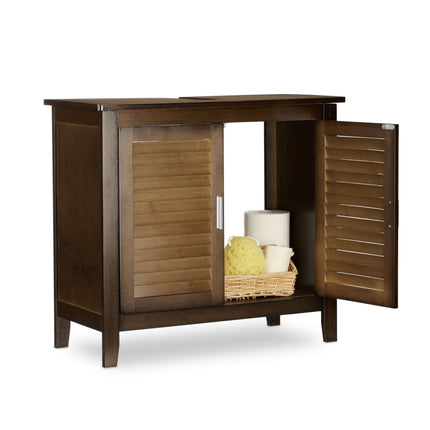 Washbasin cabinet brown LAMELL