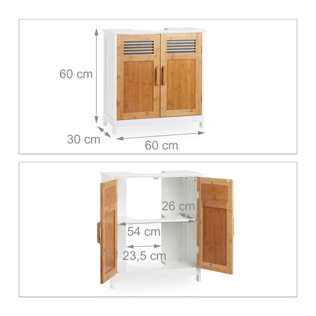 Washbasin cabinet with bamboo doors