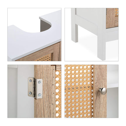 Washbasin cabinet with rattan doors