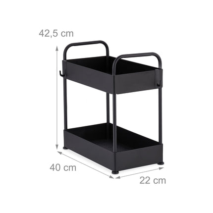Washbasin shelf with 2 shelves