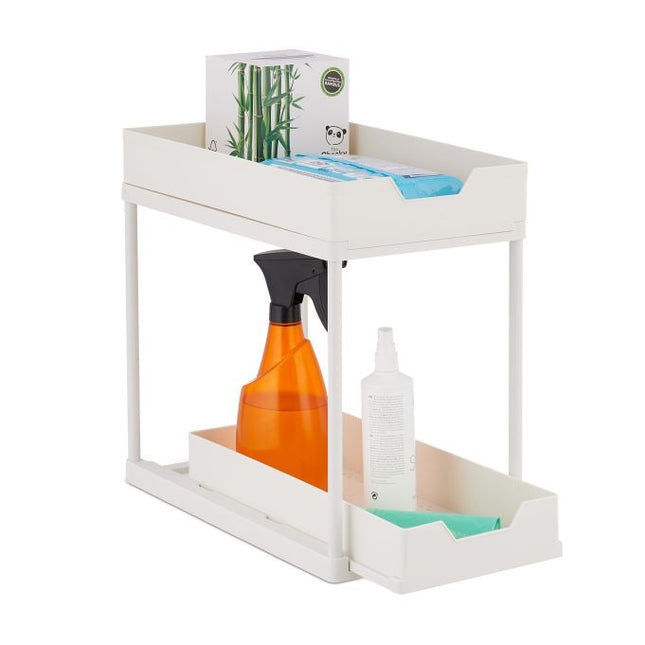 Washbasin shelf with 2 shelves