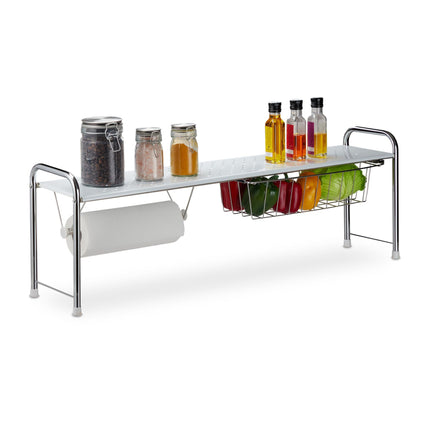 Washbasin shelf with holder for paper towels