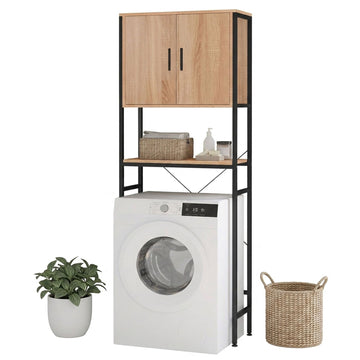 Washer Cabinet with Doors, Wood-Effect Finish, MDF & Metal