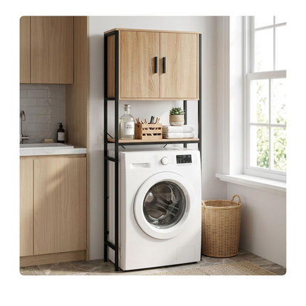 Washer Cabinet with Doors, Wood-Effect Finish, MDF & Metal