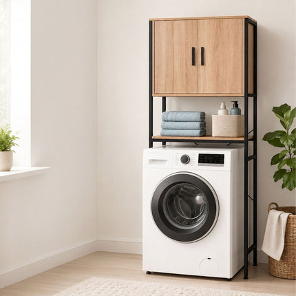 Washer Cabinet with Doors, Wood-Effect Finish, MDF & Metal