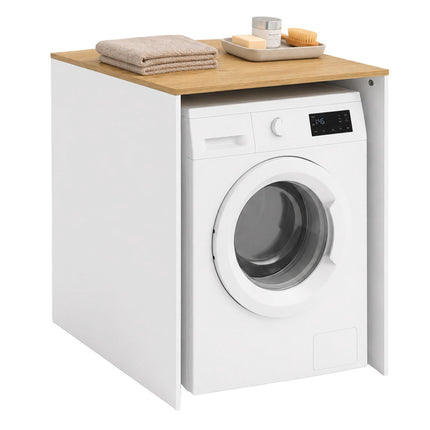 Washer Cabinet with Shelf, White, Engineered Wood