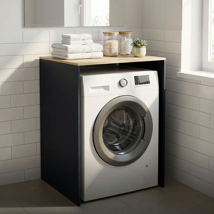 Washer Cabinet with Shelf, White, Engineered Wood