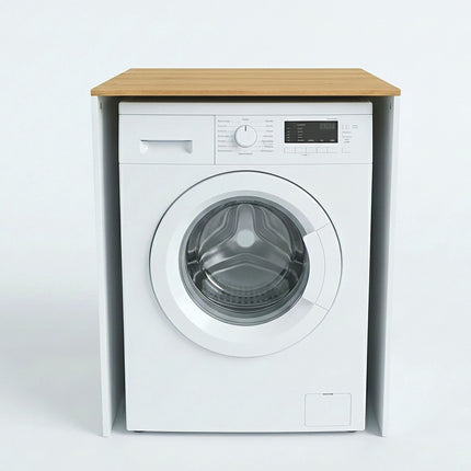 Washer Cabinet with Shelf, White, Engineered Wood