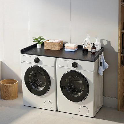 Washer Dryer Countertop 137x69.9 cm, Hooks, Edge, Black