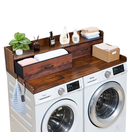 Washer Dryer Countertop with Shelf, 2 Drawers, Hooks, 137 x 69.9 cm