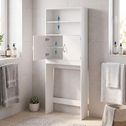Washing Machine Cabinet, 2 Doors, White, Engineered Wood