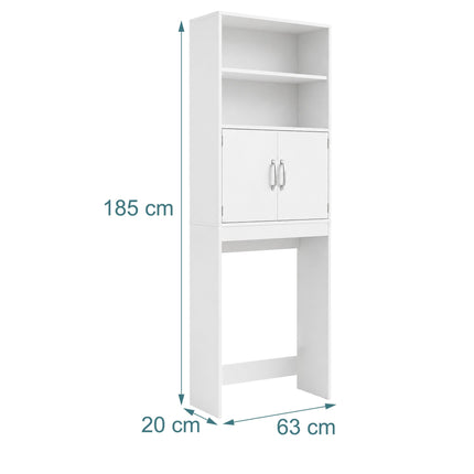 Washing Machine Cabinet, 2 Doors, White, Engineered Wood
