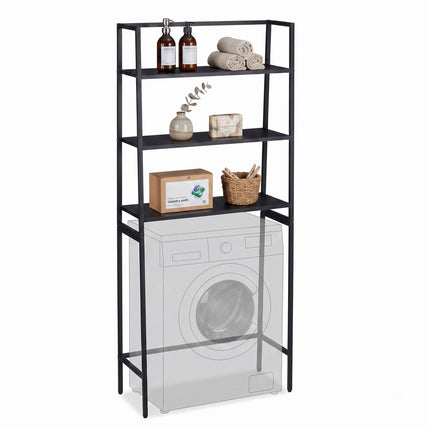 Washing Machine Over-Shelf, 3-Tier Storage Unit, Black
