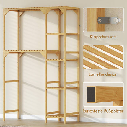 Washing Machine Shelf, Bamboo, 7 Adjustable Shelves, Space-Saving