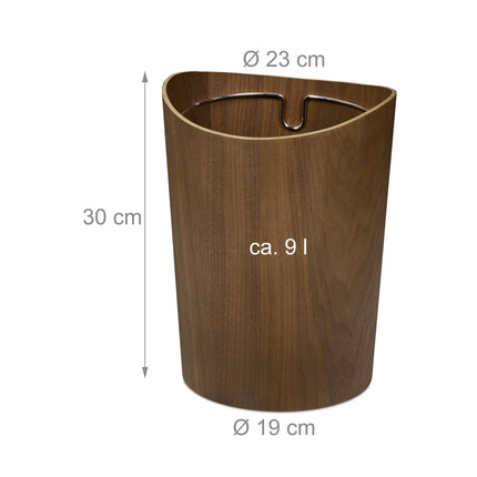 Waste Paper Bin, Wood Effect, 9L Capacity