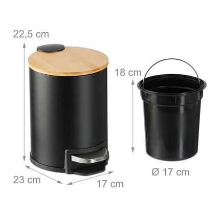 Waste container for bathroom 3 liters with bamboo lid