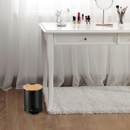 Waste container for bathroom 3 liters with bamboo lid