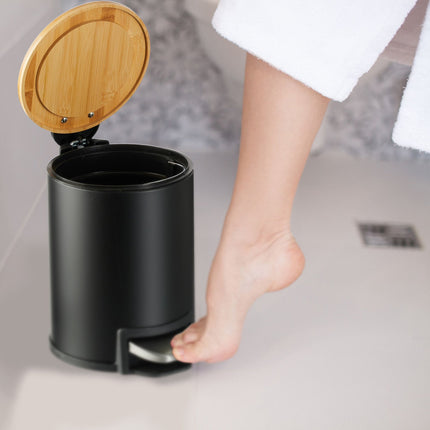 Waste container for bathroom 3 liters with bamboo lid