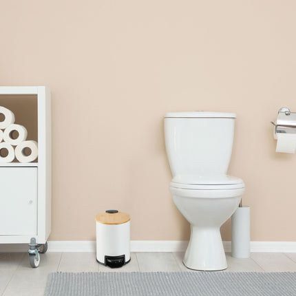 Waste container for bathroom 3 liters with bamboo lid