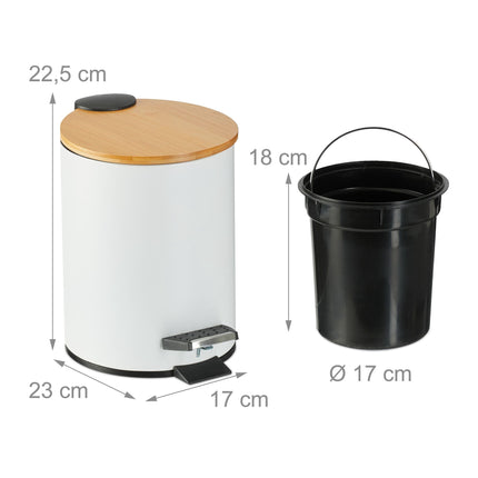Waste container for bathroom 3 liters with bamboo lid