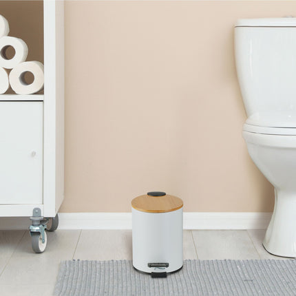 Waste container for bathroom 3 liters with bamboo lid