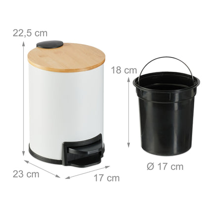 Waste container for bathroom 3 liters with bamboo lid