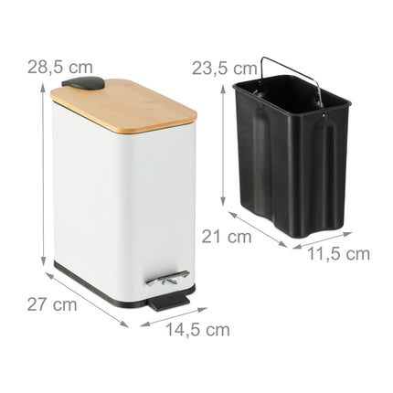Waste container for bathroom 5 liters with bamboo lid