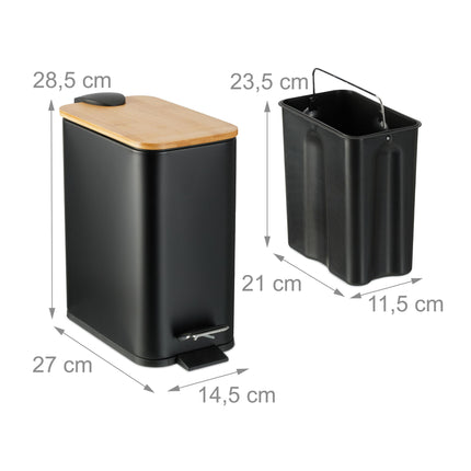 Waste container for bathroom 5 liters with bamboo lid