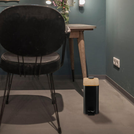 Waste container for bathroom 5 liters with bamboo lid
