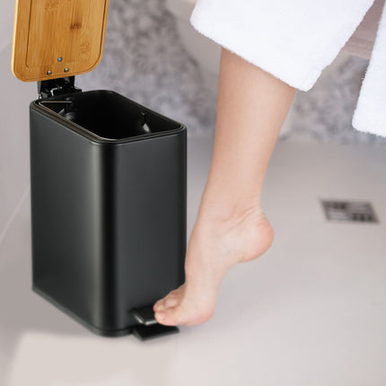 Waste container for bathroom 5 liters with bamboo lid