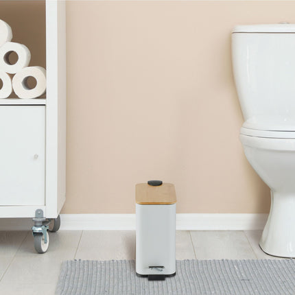 Waste container for bathroom 5 liters with bamboo lid