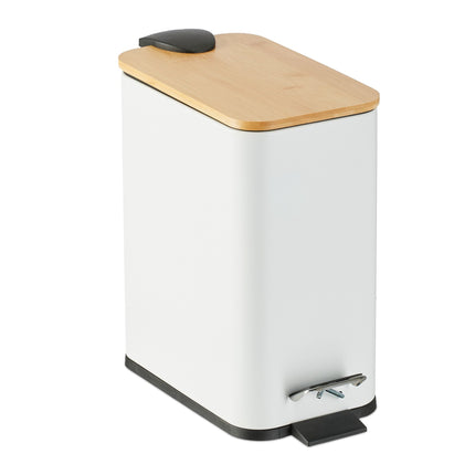 Waste container for bathroom 5 liters with bamboo lid