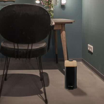 Waste container for bathroom 5 liters with bamboo lid