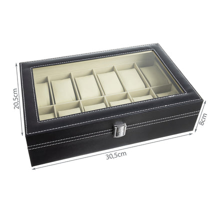 Watch organizer with 12 compartments