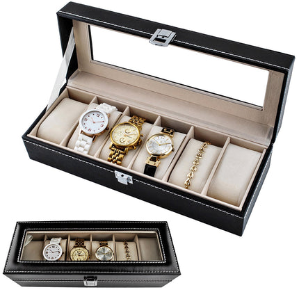 Watch organizer with 6 compartments